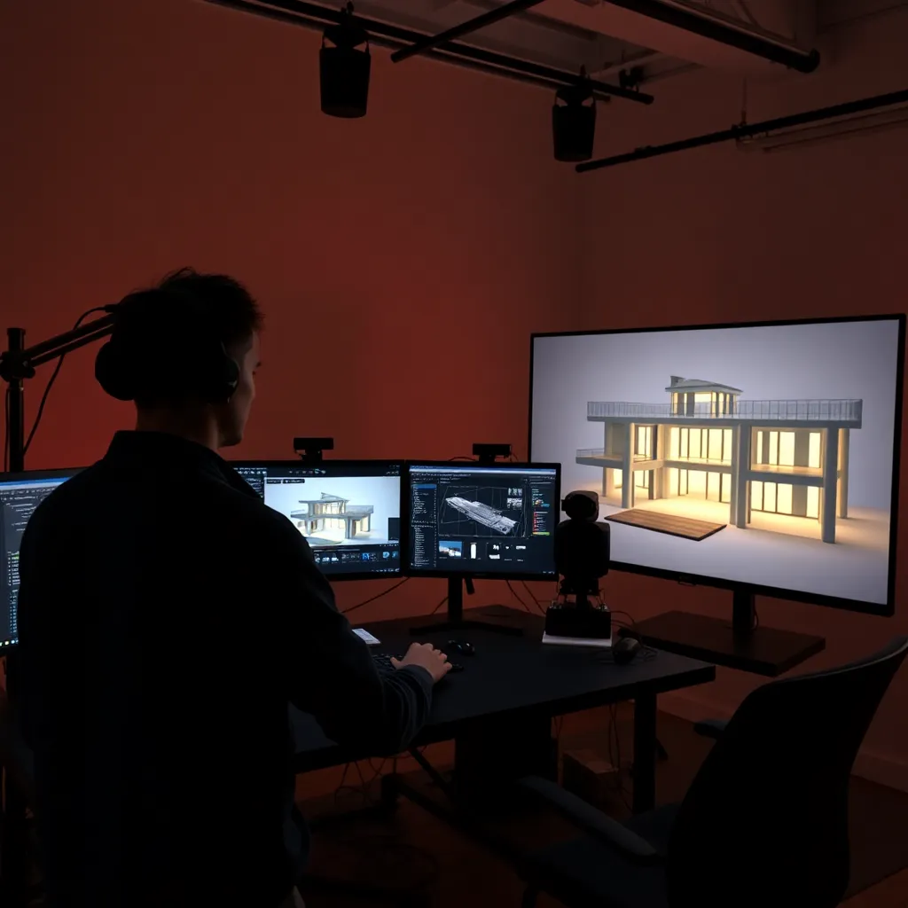 VFX-Künstler arbeitet an visuellen Effekten für einen Film