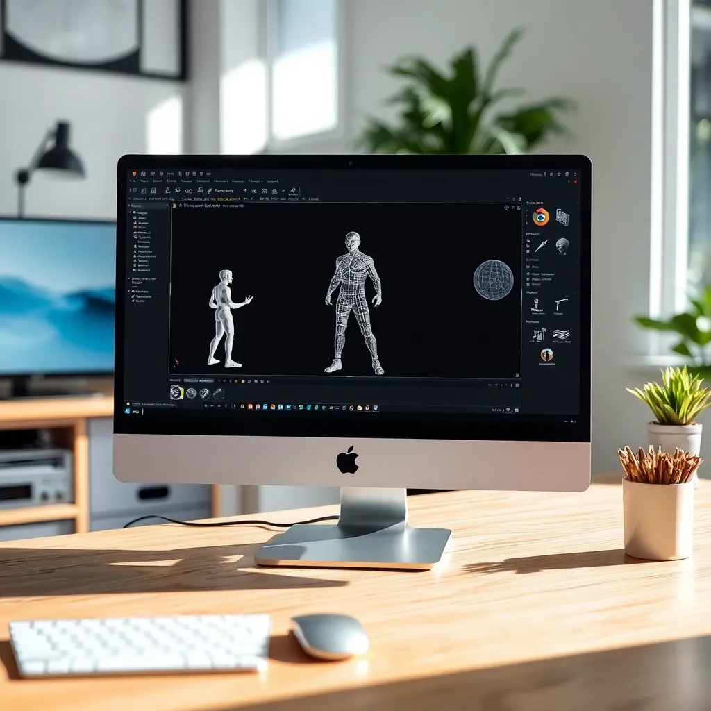 Blender Charaktermodellierung Tutorial auf Computerbildschirm