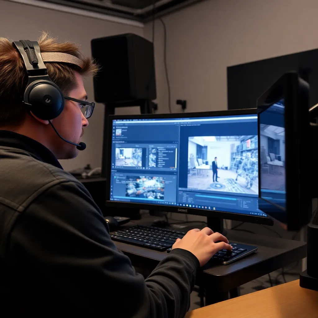 Person modelliert einen 3D-Charakter in Blender mit Fokus auf die Gesichtsdetails